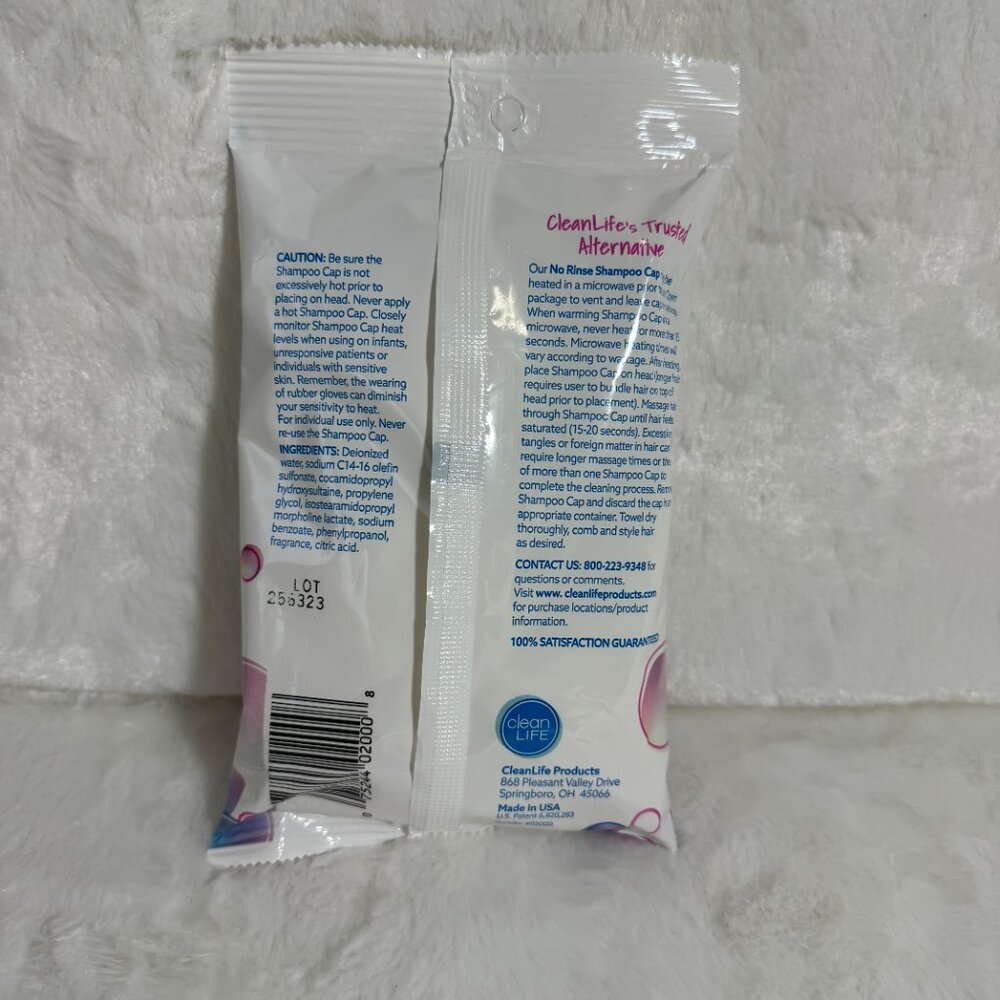 Cleanlife No Rinse Shampoo Cap Lot of 6 Packages new - Picture 2 of 6